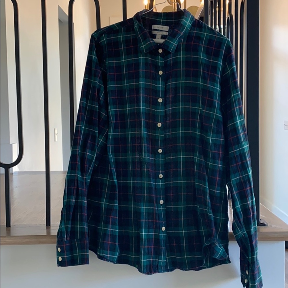 J.Crew green plaid button down